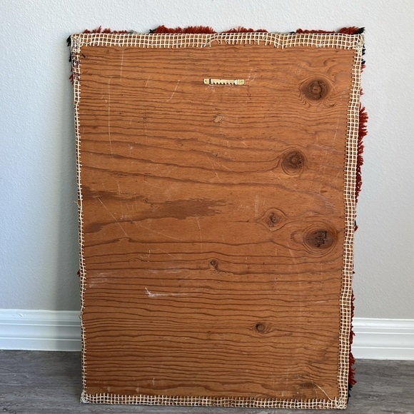 Vintage, MCM handmade shag rug latch hook wall hanging - Picture 3 of 4